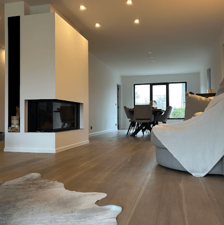 Flawless interior wall and built-in fireplace painting in Clyde North by Northern Star Painting