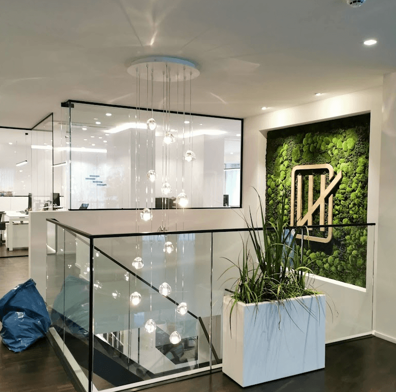 Commercial interior painting with clean white walls and dark frame contrast in Frankston by Northern Star Painting